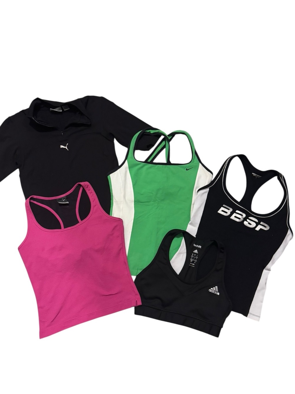 Mixed Women’s Athletic Tops - Puma, Nike, Adidas & BEBE - Pink, Green, Black